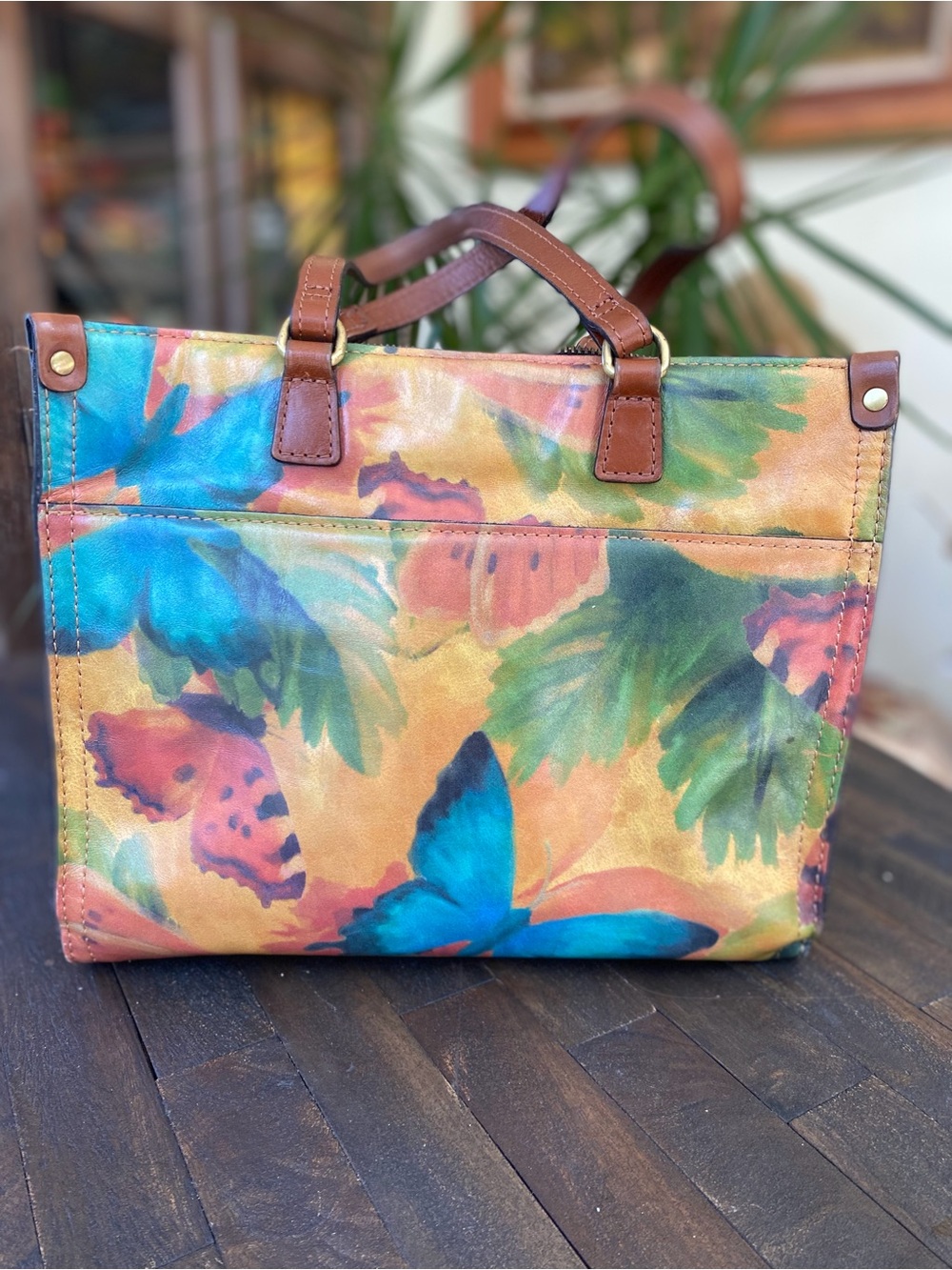 Patricia Nash Watercolor Butterfly leather AVA Tote - Picture 3 of 10